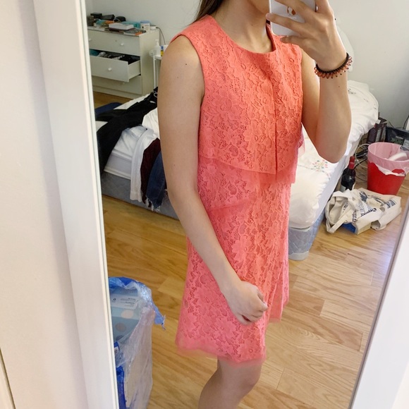 BCBGMAXAZRIA SALMON LACE DRESS - Picture 2 of 9